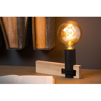 TANNER Table lamp 1x E27 60W H11cm  Black/Wood - obrázek