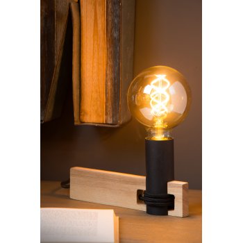 TANNER Table lamp 1x E27 60W H11cm  Black/Wood - obrázek