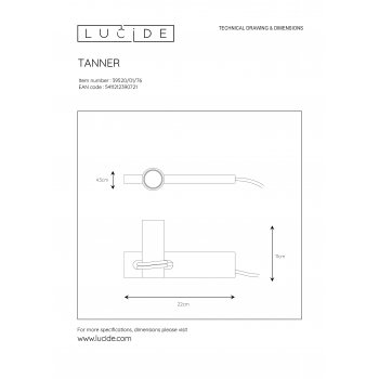 TANNER Table lamp 1x E27 60W H11cm  Black/Wood - obrázek