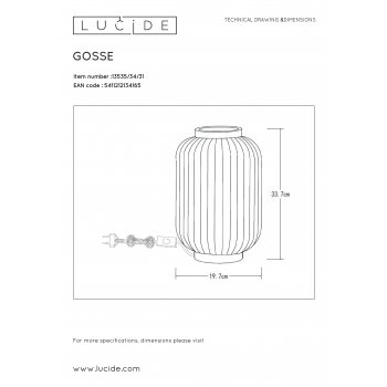 GOSSE Table lamp E14/40W H33.7  White - obrázek