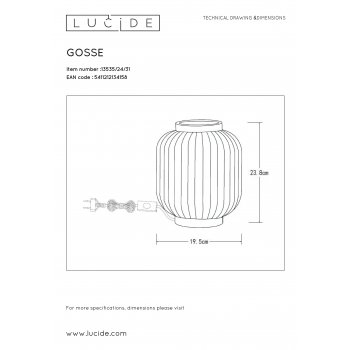 GOSSE Table lamp E14/40W H23.8  White - obrázek