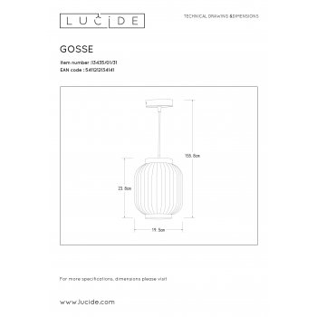 GOSSE Pendant E27/40W  White - obrázek