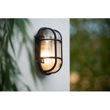 DUDLEY Outside Wall Light Oval IP65 E27/60W Black - obrázek