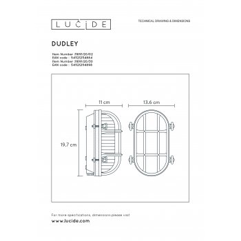 DUDLEY Outside Wall Light Oval IP65 E27/60W Black - obrázek