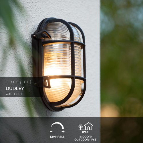 DUDLEY Outside Wall Light Oval IP65 E27/60W Black - obrázek