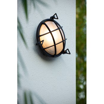 DUDLEY Outside Wall Light Round IP 65 E27/60W Blac - obrázek