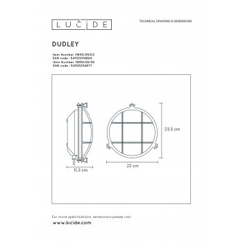 DUDLEY Outside Wall Light Round IP 65 E27/60W Blac - obrázek