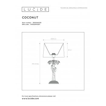 COCONUT Table lamp E27/40W H50cm Black - obrázek