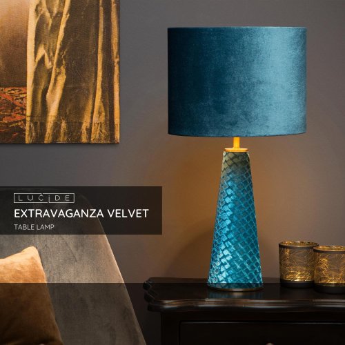 VELVET Table lamp E27/40W H47cm Blue - obrázek
