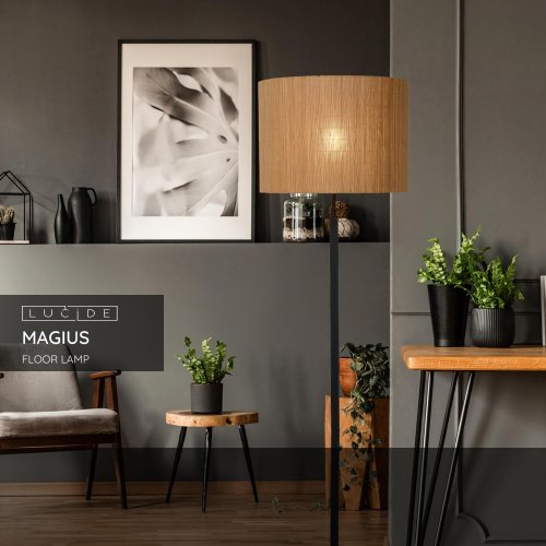 MAGIUS Floorlamp Rattan E27/40W H160 Blackt/nature - obrázek