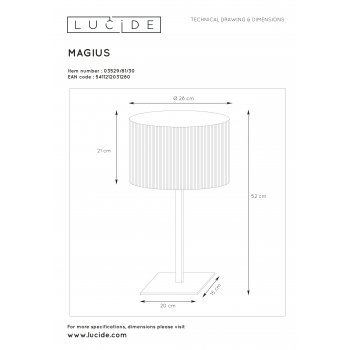 MAGIUS Table lamp Rattan E27/40W H52 Black/nature - obrázek