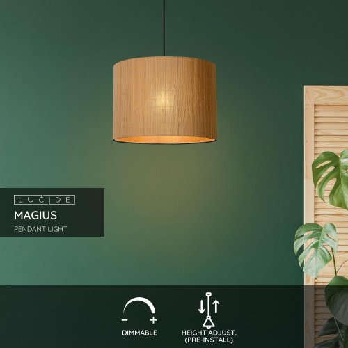 MAGIUS Pendant Rattan E27/40W Black/natur - obrázek