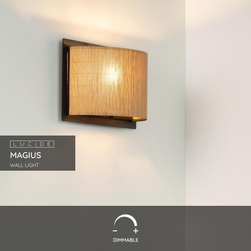 MAGIUS Wall lightRattan E27/40W Black/natur - obrázek