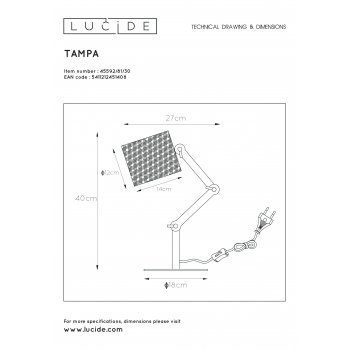 TAMPA Table lamp E27/40W Black - obrázek