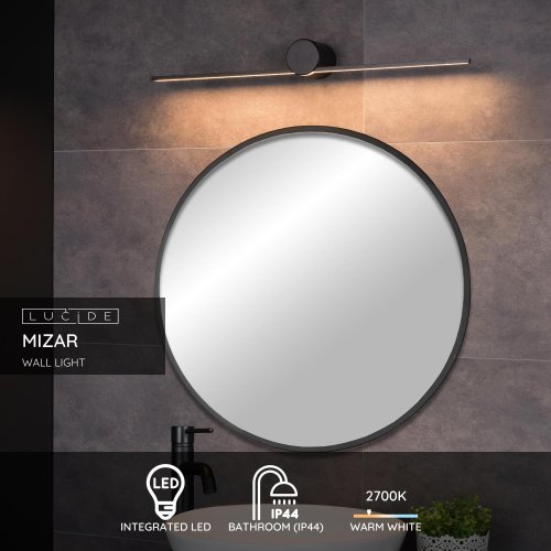 MIZAR Wall Light 60cm LED 6W IP44 Black - obrázek