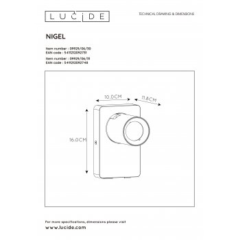 NIGEL Wall spotlight 1xGU10/5W + USB White - obrázek