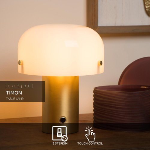 TIMON Table lamp  E14/25W 21cm Matt Gold/Opal - obrázek