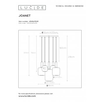 JOANET  Pendant 5xE27 Smoke glass - obrázek