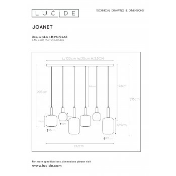 JOANET  Pendant 6xE27 Smoke glass - obrázek