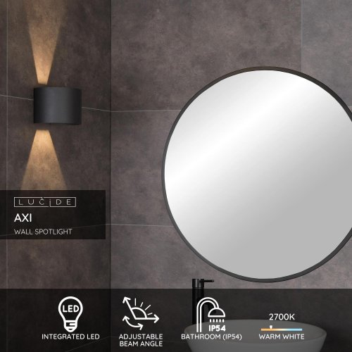 AXI Wall Spotlight Round Bathroom  Led Black - obrázek