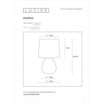 MARMO Table lamp E14/40W White - obrázek