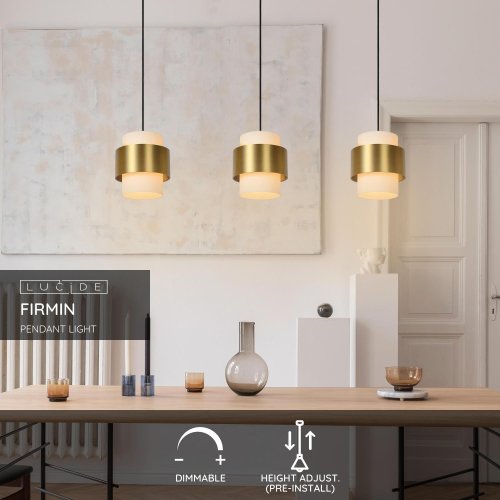 Lucide FIRMIN - Pendant light - 3xE27 - Matt Gold / Brass - obrázek