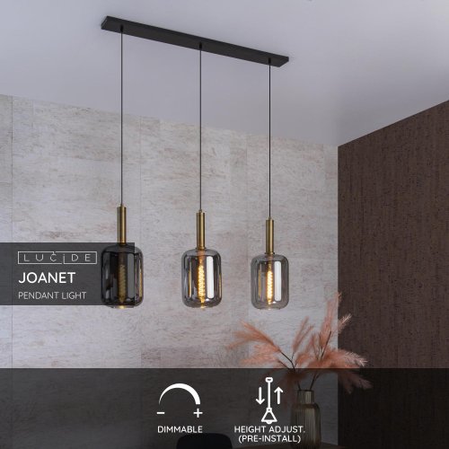 Lucide JOANET - Pendant light - 3xE27 - Smoke Grey - obrázek