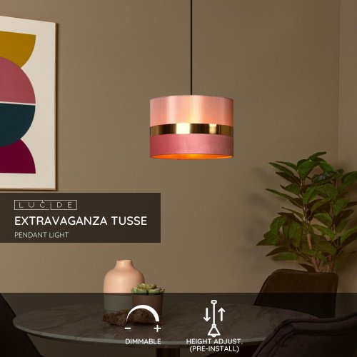 Lucide EXTRAVAGANZA TUSSE - Pendant light - 1xE27 - Pink - obrázek