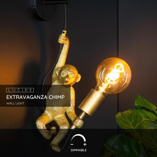 Lucide EXTRAVAGANZA CHIMP - Wall light - 1xE27 - Black - obrázek