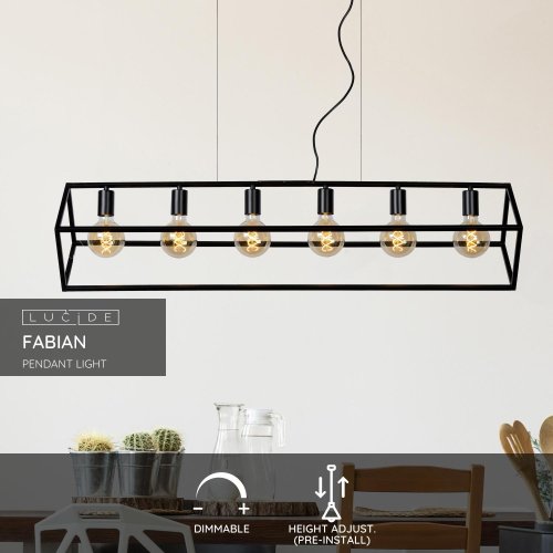 Lucide FABIAN - Pendant light - 6xE27 - Black - obrázek