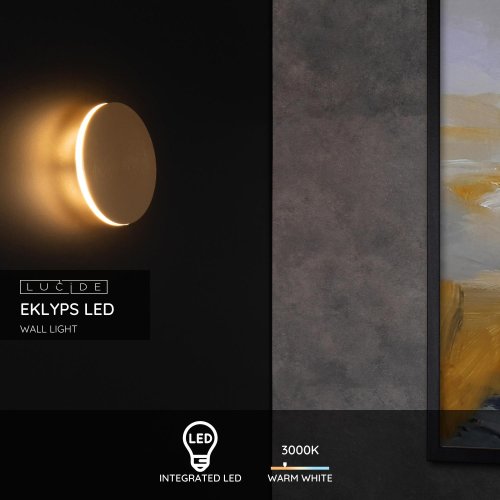 EKLYPS LED Wall Light D15cm 6W 360LM Matt gold - obrázek