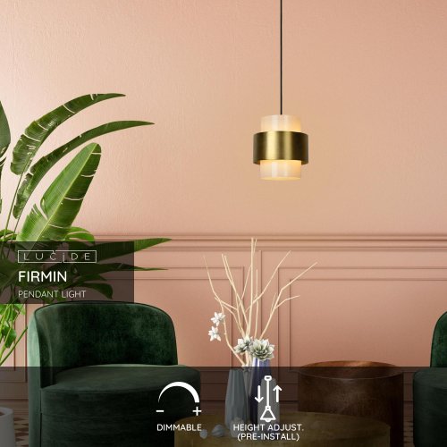 FIRMIN Pendant E27 Messing / Opal Glass - obrázek