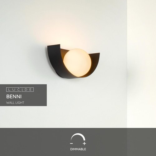 BENNI Wall Light G9/28W Black/Opal Glass - obrázek