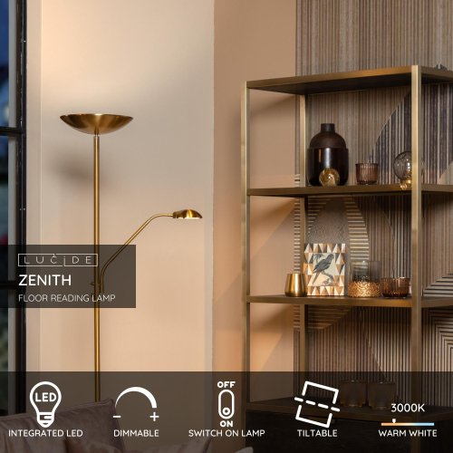 ZENITH LED Reading Lamp 20W + 4W Satin Brass - obrázek