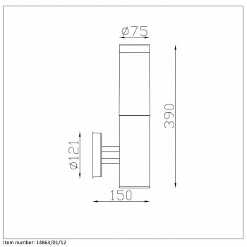 KIBO Wall light IP44 H39cm E27 Stain Chrome  14863/01/12 - obrázek