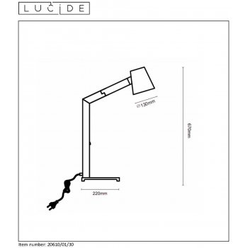 MIZUKO  Desk Lamp E14 H67cm Black - obrázek