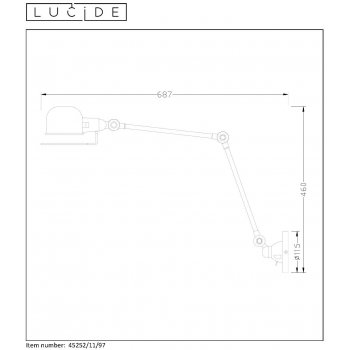 HONORE Wandlicht E14 H11.5 W max 70cm Ro - obrázek