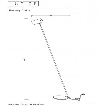 HESTER Vloerlamp LED GU10excl H137cm Wit - obrázek