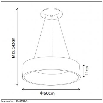 TALOWE LED Pendant D60cm 42W 3000K White - obrázek