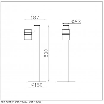 ARNE-LED Post H50cm 1xGU10/5W 350LM 2700 - obrázek