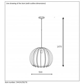 BOUNDE Pendant E27 D50 H37cm Light Wood - obrázek