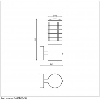 SOLID Wall Light IP54 E27 H25 W15cm Blac - obrázek