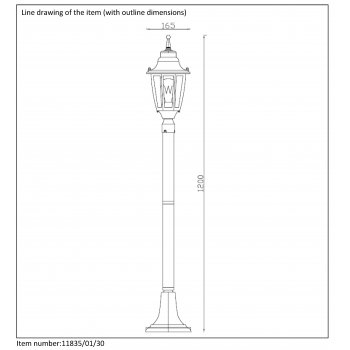 Outdoor lighting post H110cm E27/60W Bla - obrázek