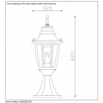 Outdoor lighting socle H47cm E27/60W Bla - obrázek