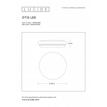 OTIS Ceiling Light LED 32W Ă38cm 2100LM - obrázek