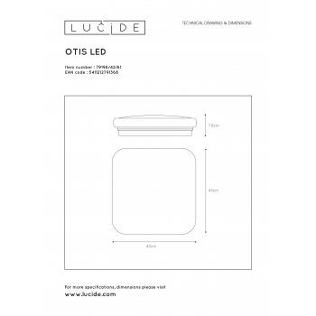 OTIS Ceiling Light LEd 42W 43/43cm 2700LM - obrázek