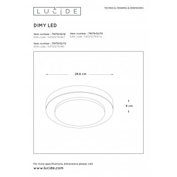 DIMY Ceiling Lamp Led 12W 3step dim Ă28cm - obrázek