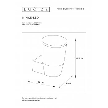 NINKE Wall Light IP54 GU10/5W excl Ă10.5cm H16cm - obrázek