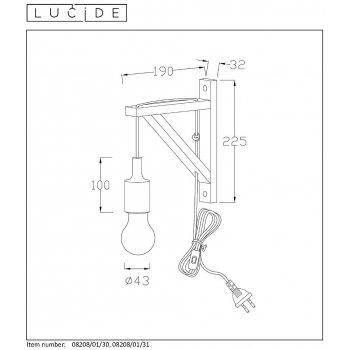 FIX Wall Light E27 excl. H22cm Wood/ Black - obrázek