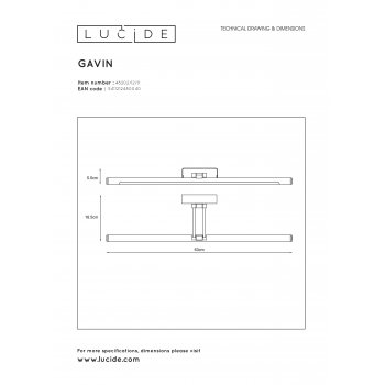 GAVIN Wandlicht LED 12W L63cm - obrázek